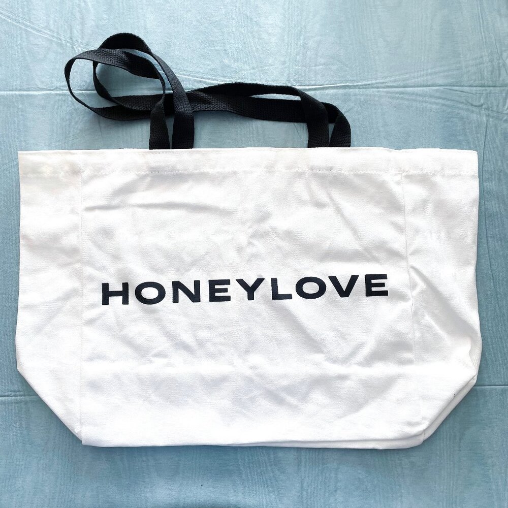 Honeylove White Canvas Tote Shoulder Straps Cloth Shopping Bag